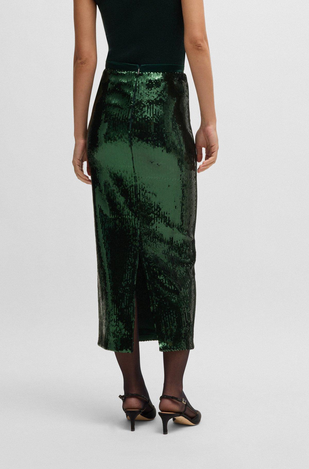 Relaxed-fit maxi skirt with sequin embellishments Product Image