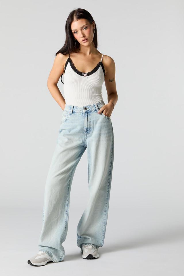 Light Wash High Rise Wide Leg Jean Female Product Image