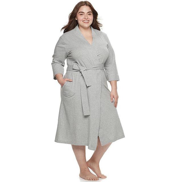 Plus Size Jockey Everyday Essentials Long Wrap Robe, Womens Grey Gray Product Image