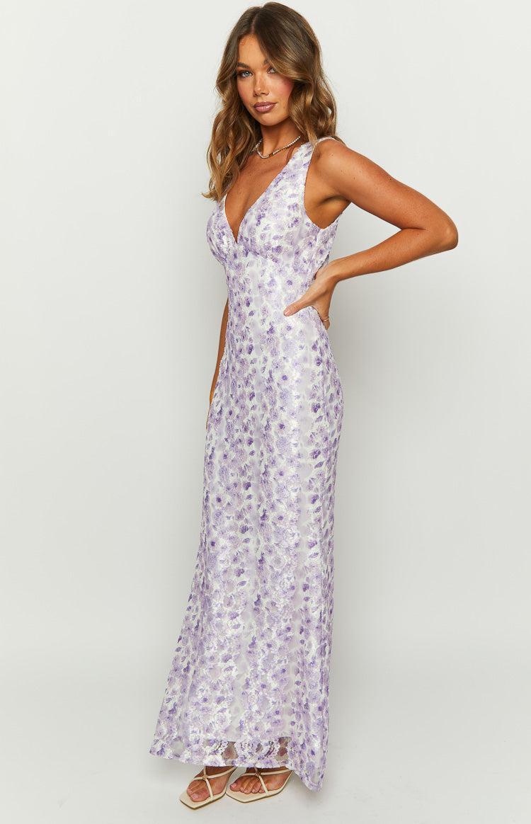 Farida Purple Lace Maxi Dress Product Image