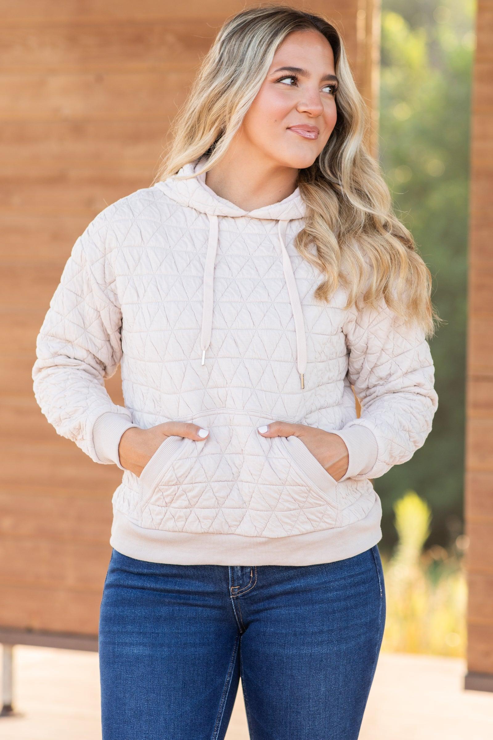 Quilted Knit Kangaroo Pocket Hoodie Product Image