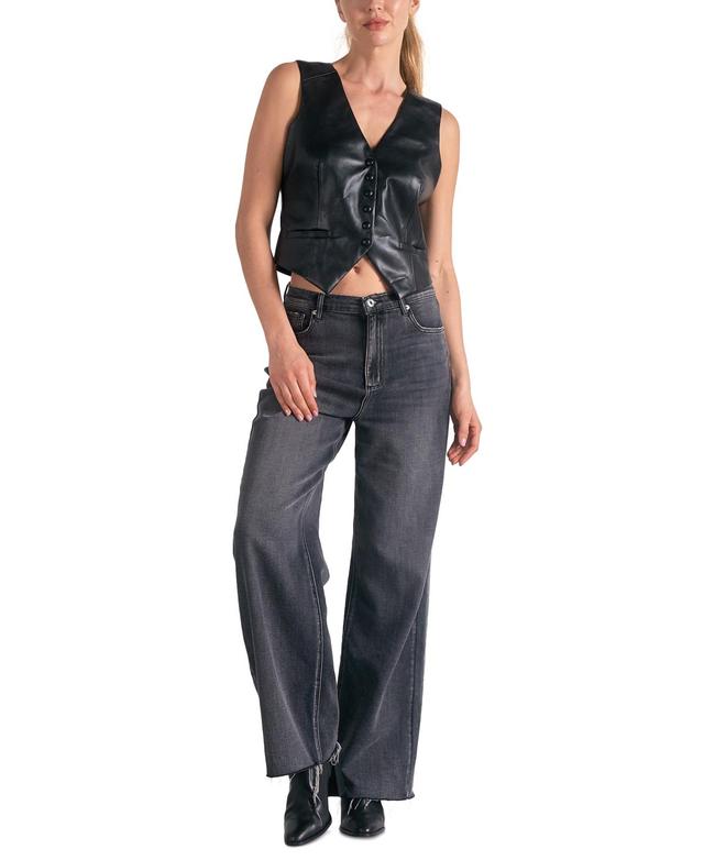 Elan Womens Faux-Leather Vest Product Image