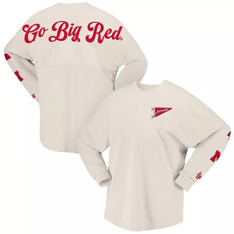 Spirit Jersey Womens Natural Nebraska Huskers Local Long Sleeve T-Shirt Product Image