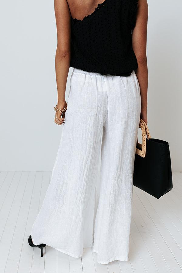 The Nirvana High Waist Linen Pants In White Product Image