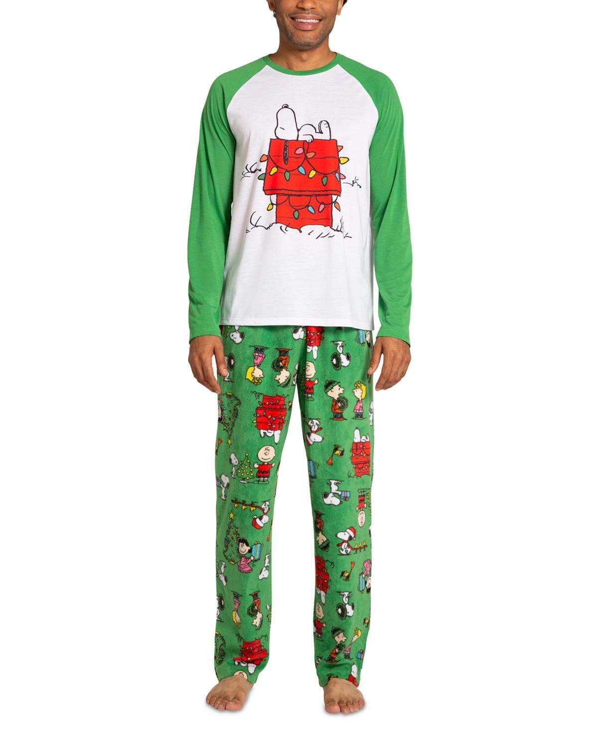 Briefly Stated Matching Mens Peanuts Raglan-Sleeve Top and Pajama Pants Set Product Image