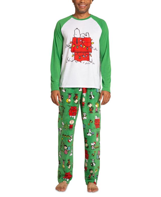 Briefly Stated Matching Mens Peanuts Raglan-Sleeve Top and Pajama Pants Set Product Image