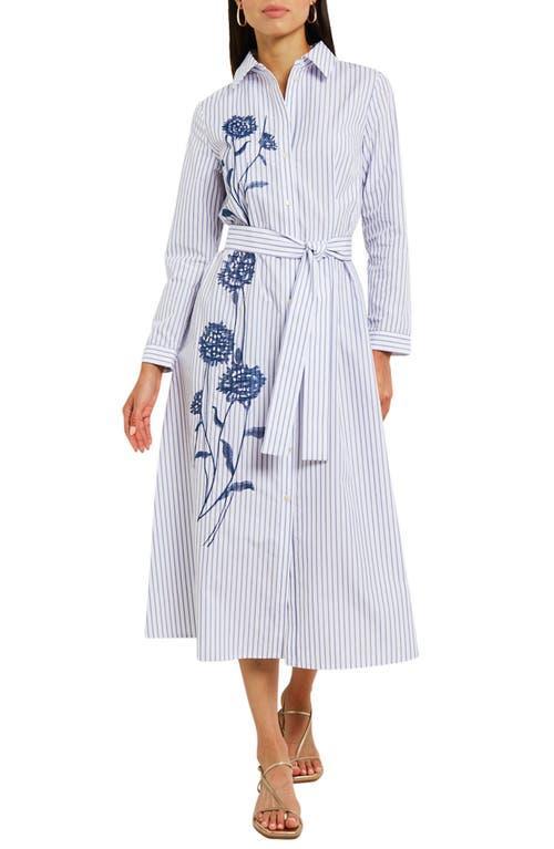 Womens Embroidered Striped Shirtdress Product Image