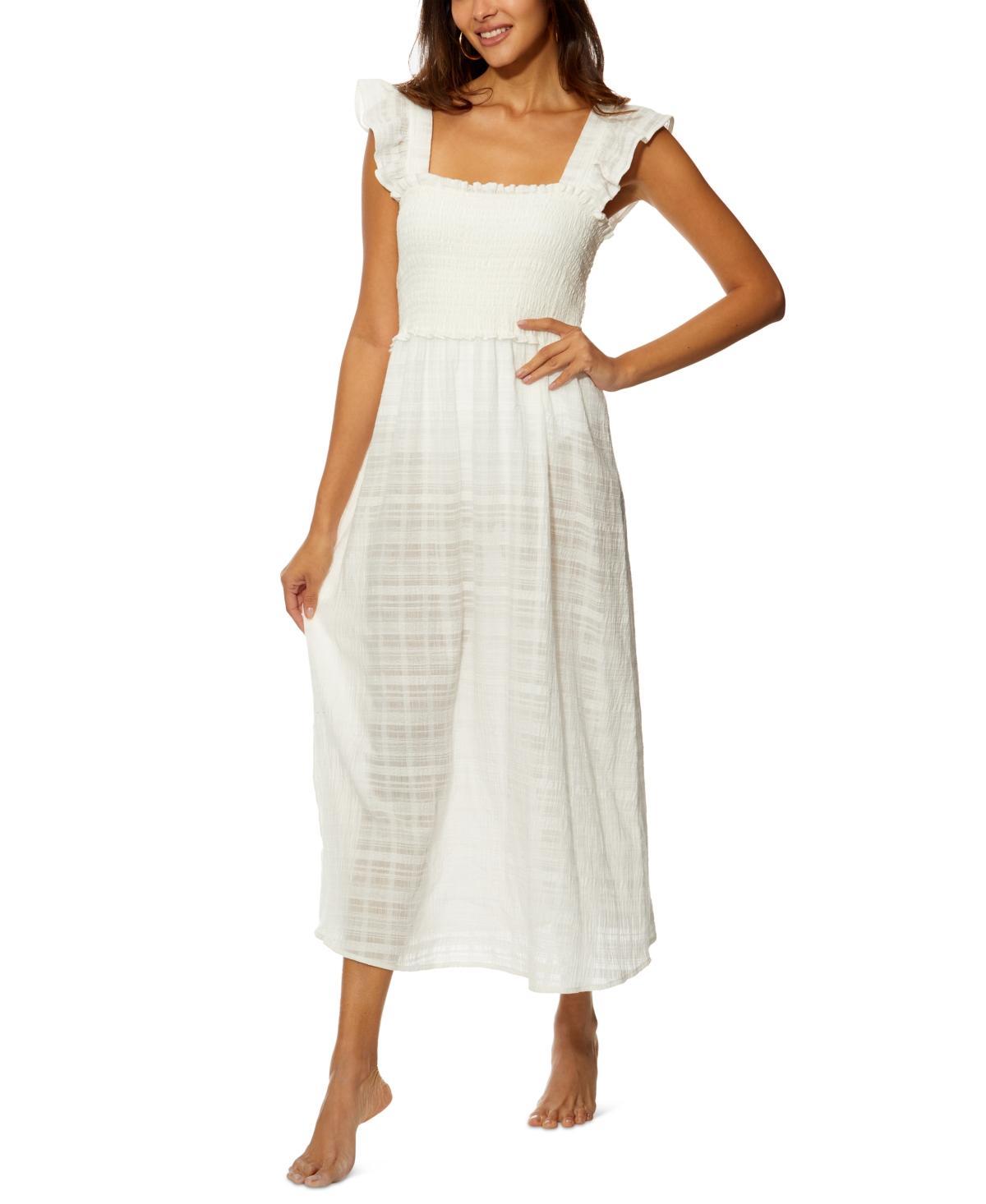 Anne Cole Womens Cotton Flutter-Sleeve Cover-Up Midi Dress Product Image