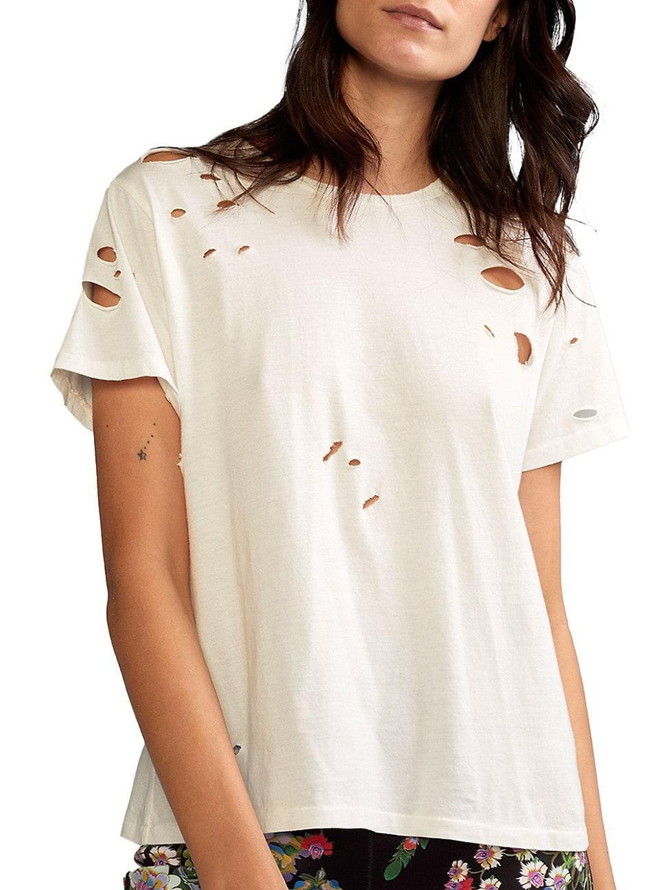 Womens Distressed Cotton T-Shirt Product Image