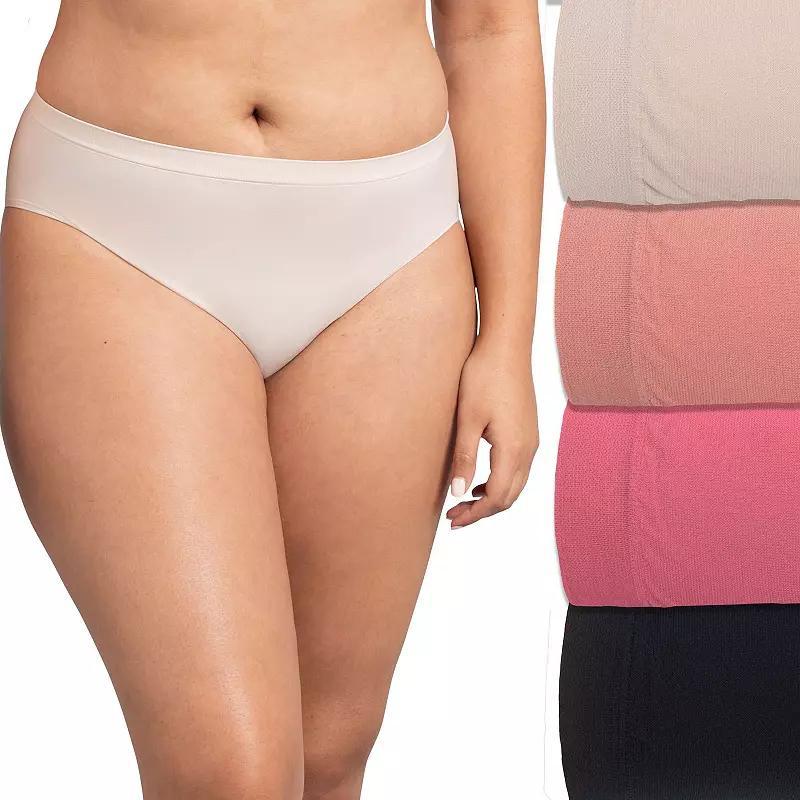 Womens Fruit of the Loom Signature Seamless 4-pack Soft Hi-Cut Panty Set 4DSLHCTK Product Image