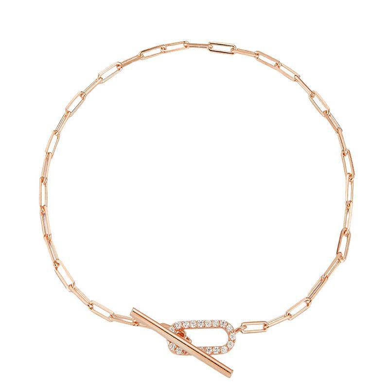 Sunkissed Sterling Sterling Silver Cubic Zirconia Toggle Bracelet, Womens Rose Gold Tone Product Image