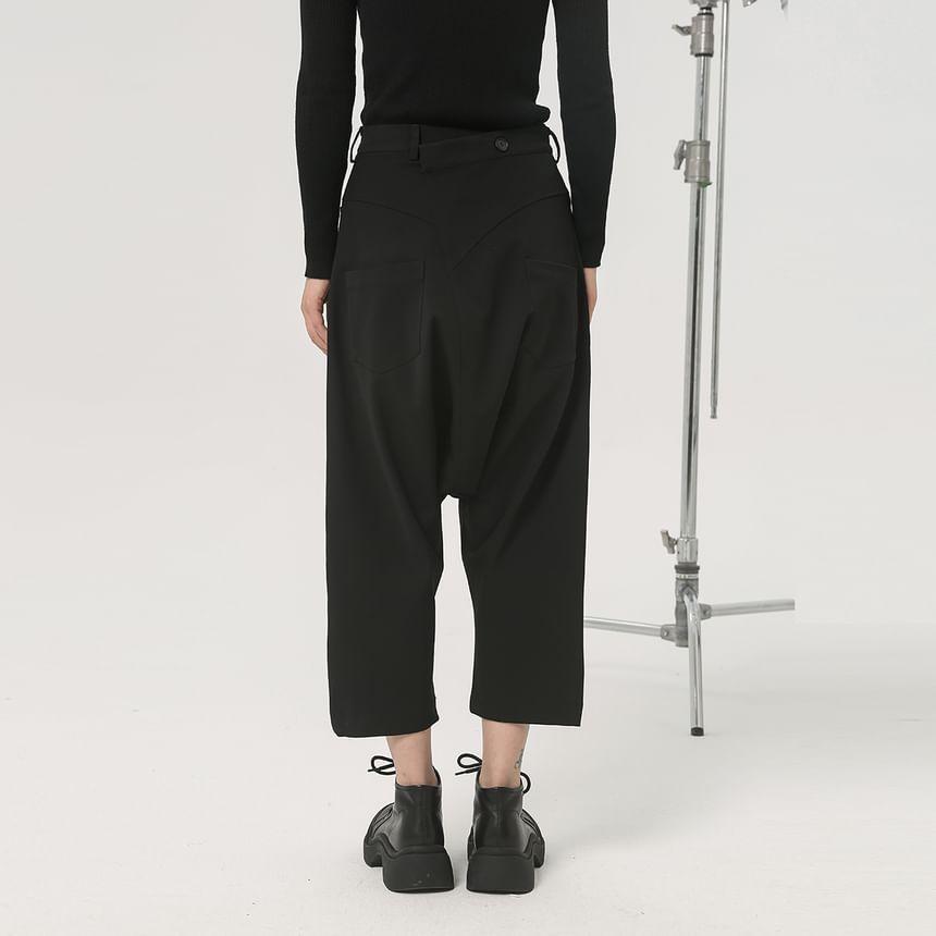 High Rise Plain Crop Harem Pants Product Image