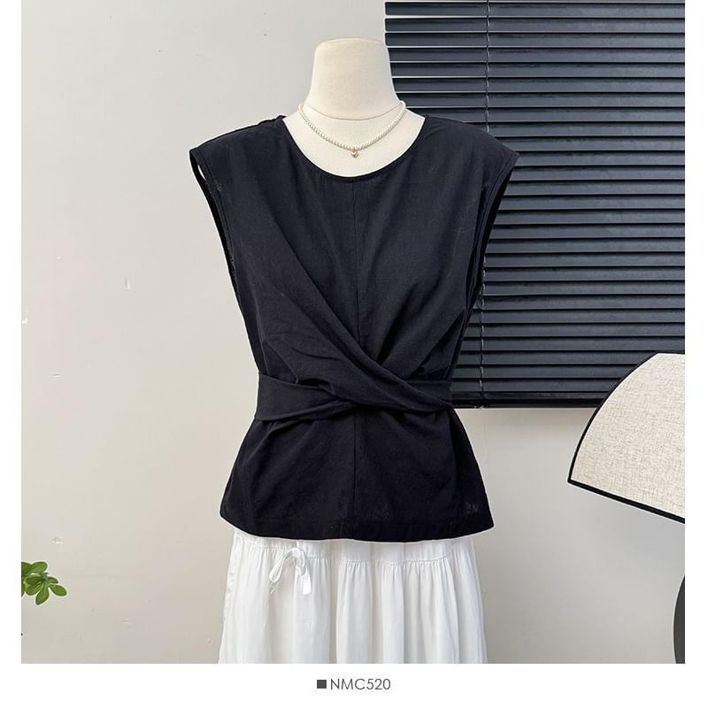 Details Cap-Sleeve Tie-Waist Loose Top Product Image