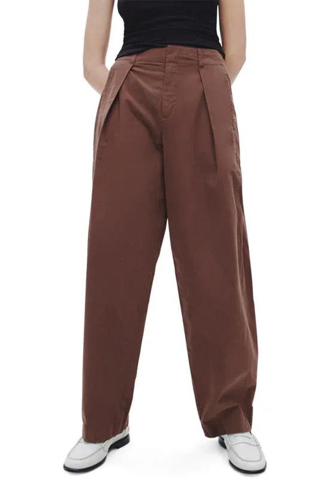 RAG & BONE Donovan Pleated Cotton Twill Wide Leg Pants In Brown Product Image