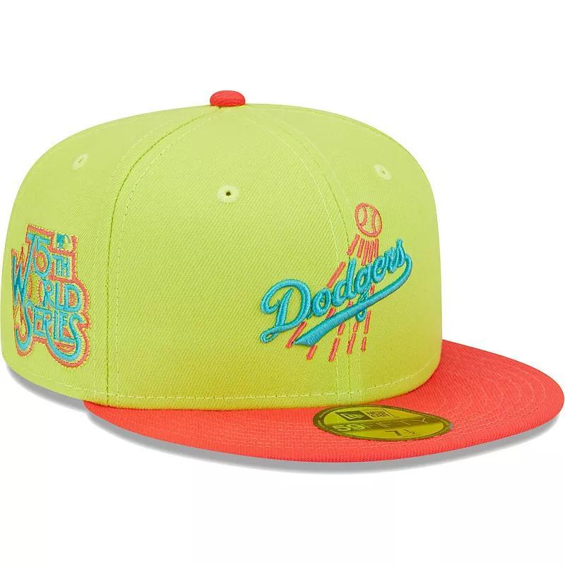 Mens New Era /Red Los Angeles Dodgers Cyber Highlighter 59FIFTY Fitted Hat Product Image