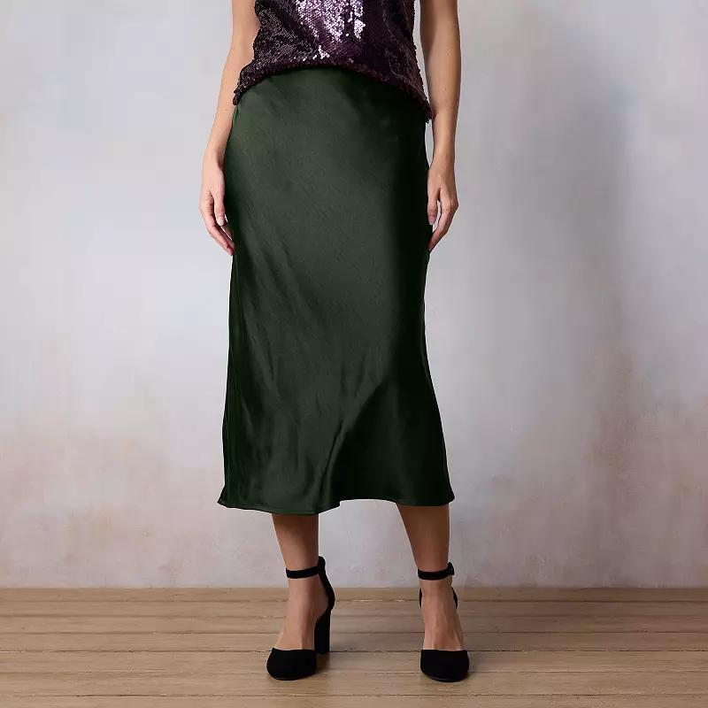 Petite LC Lauren Conrad Midi Slip Skirt, Womens Garland Green Product Image