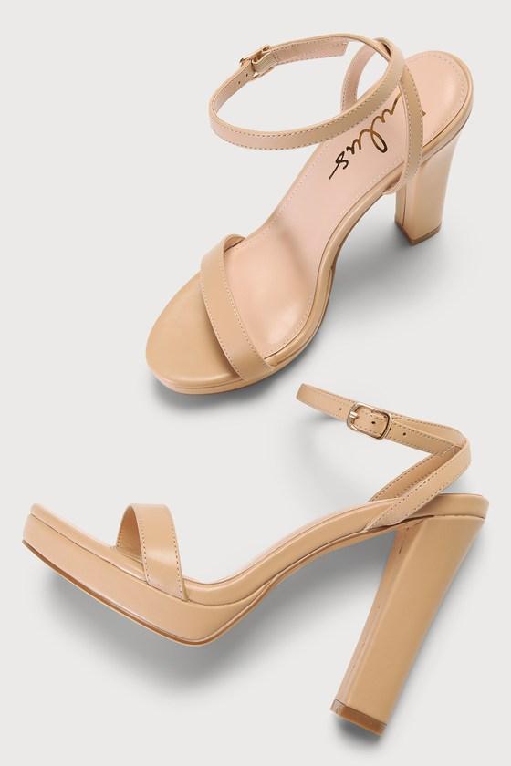 Lylaa Light Nude Platform High Heel Sandals Product Image