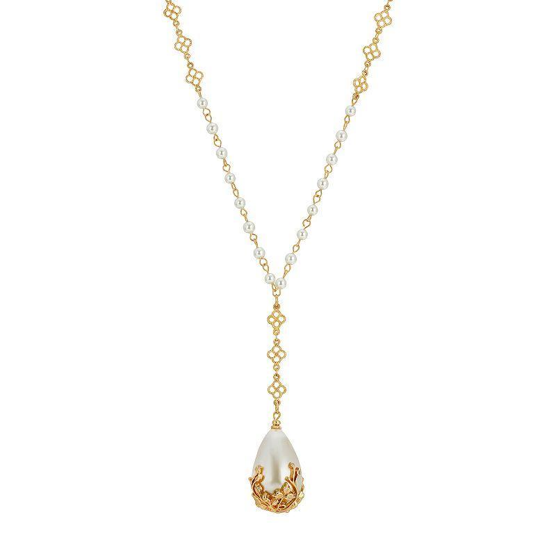 1928 Gold Tone Simulated Pearl Y-Necklace, Womens, White Product Image