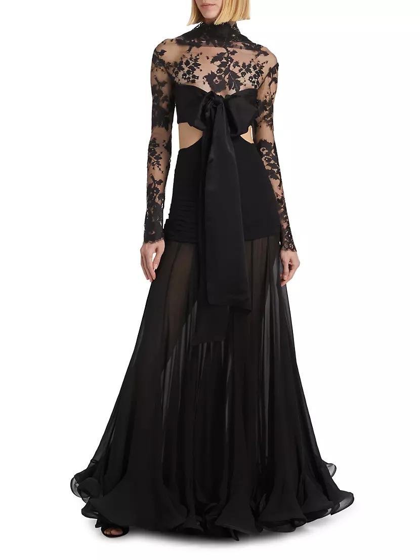 Cut-Out Silk & Lace Gown Product Image