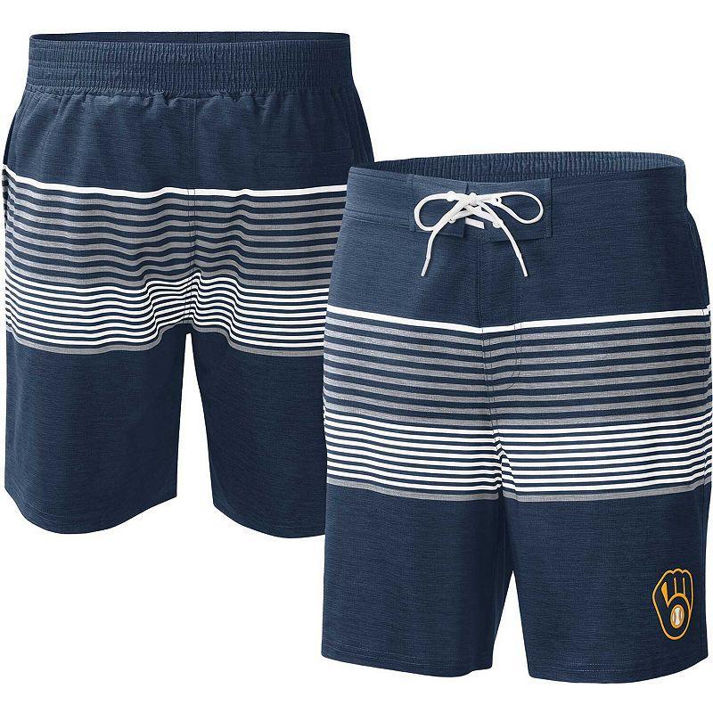 Mens G-III Sports by Carl Banks Milwaukee Brewers Coastline Volley Swim Shorts Blue Product Image