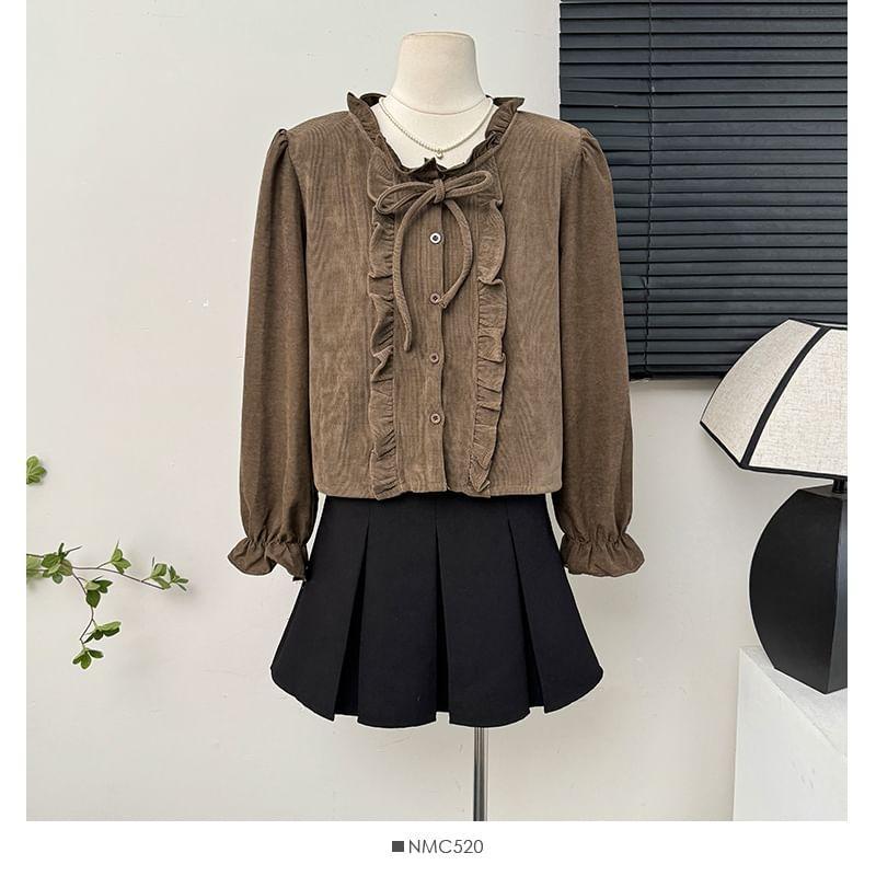 Two-Tone Ruffled Loose Shirt Product Image