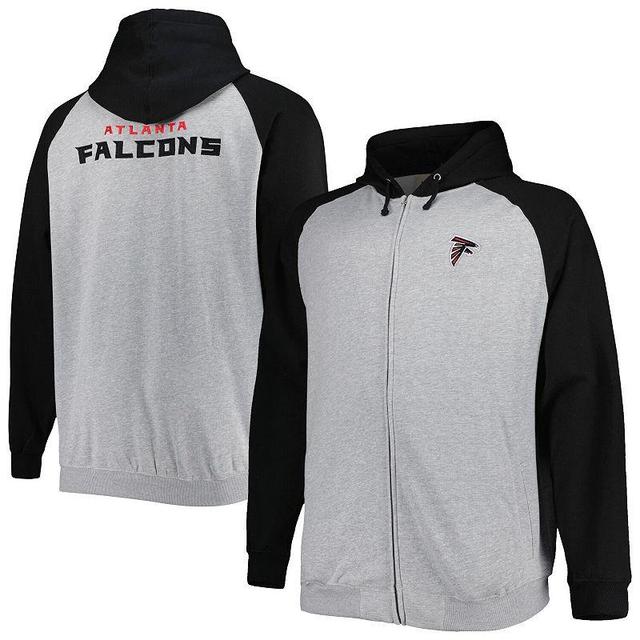 Mens Heather Gray Atlanta Falcons Big & Tall Fleece Raglan Full-Zip Hoodie Jacket Product Image