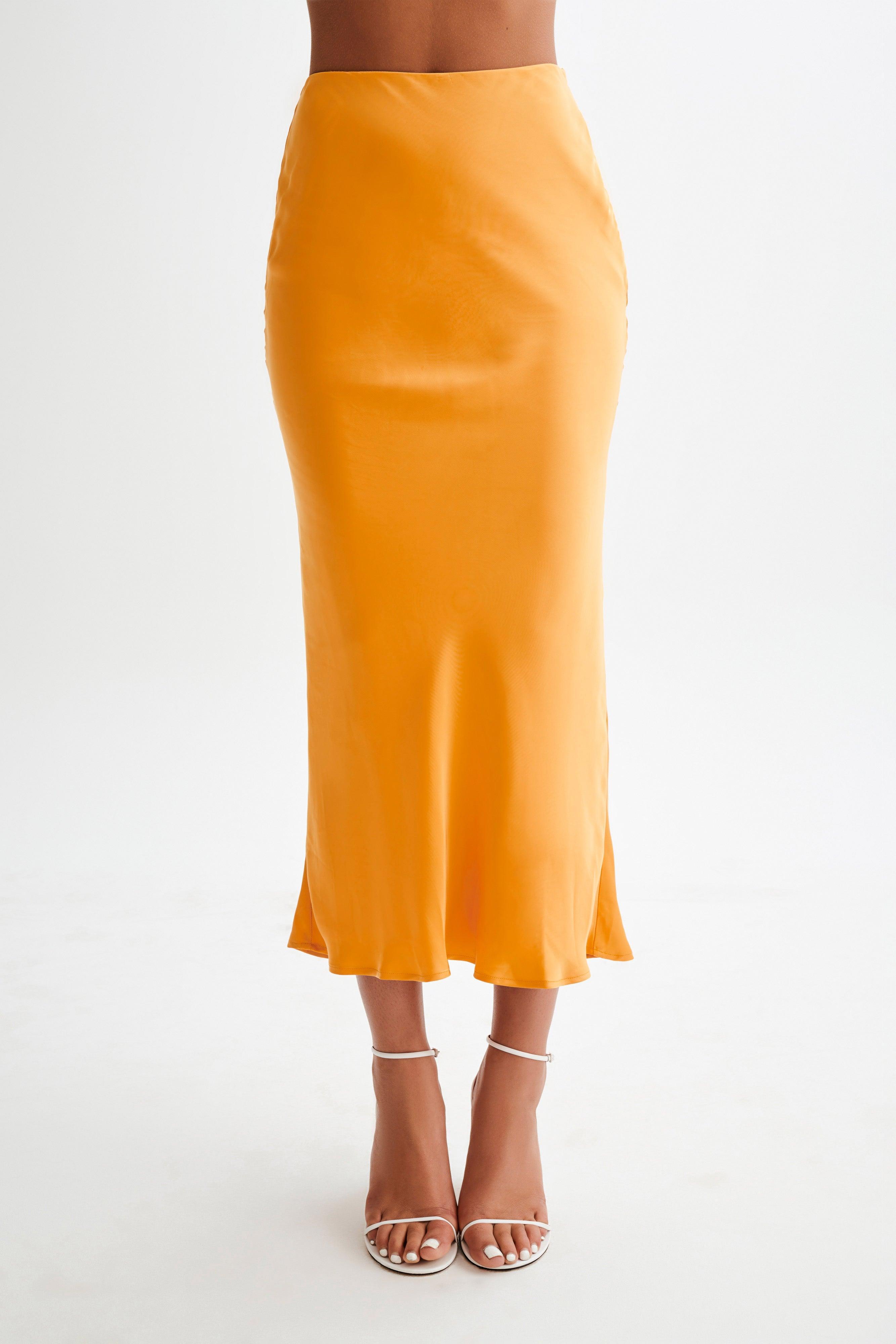 Viviana Satin Maxi Skirt - Tangerine Product Image