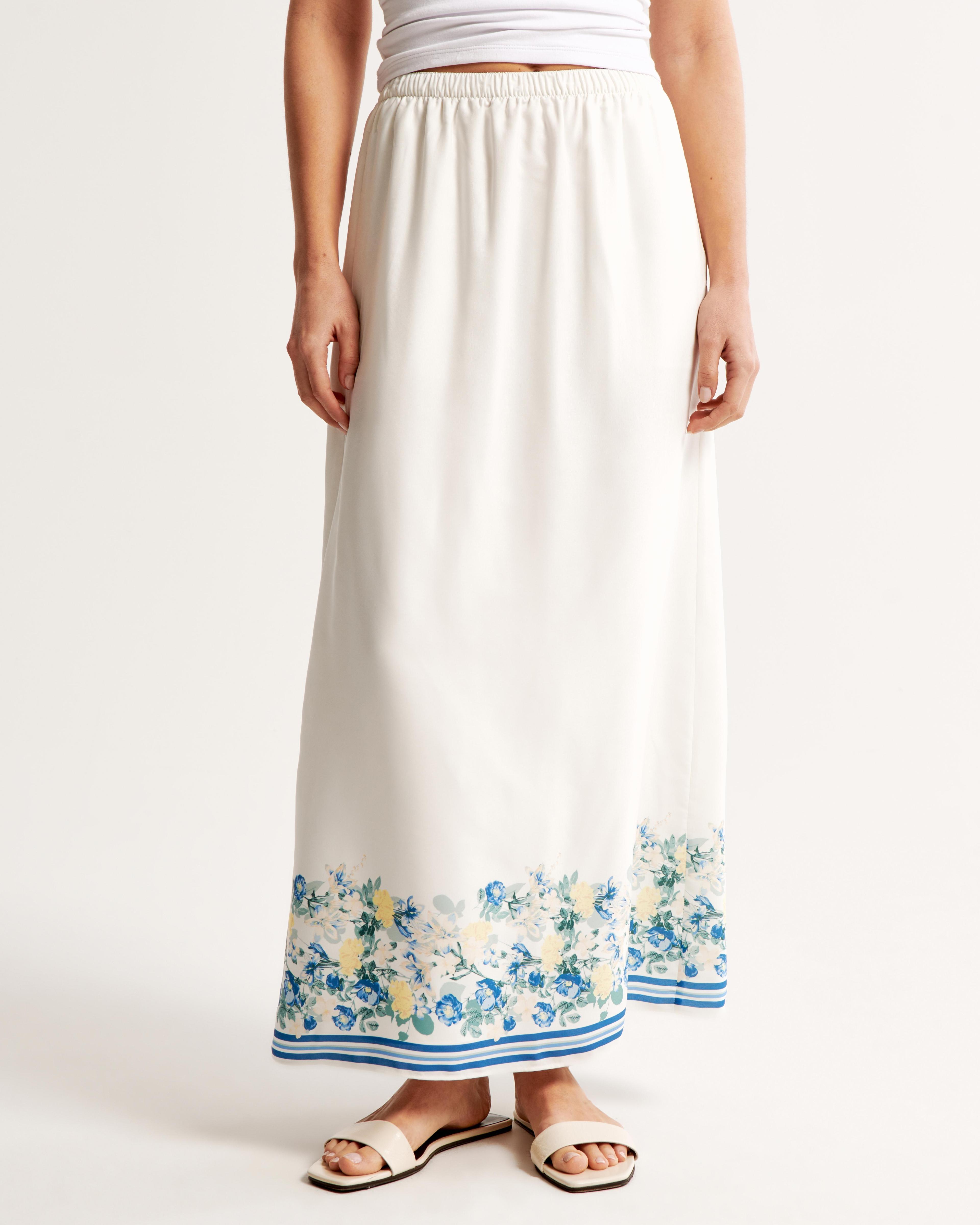 Faux Silk Maxi Skirt Product Image