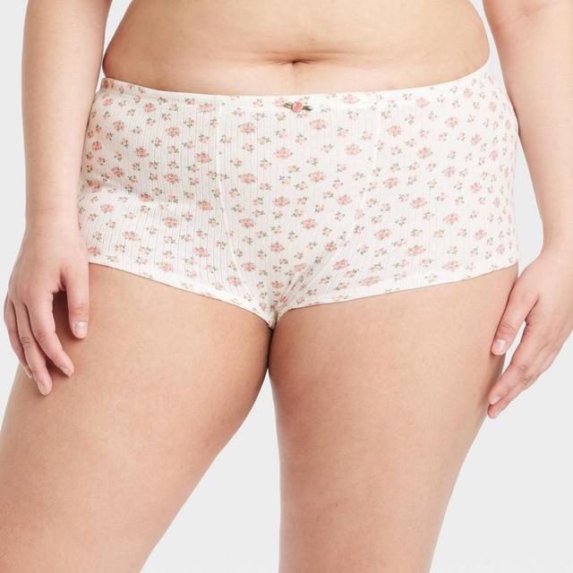 Womens Pointelle Boy Shorts - Colsie White XXL Product Image