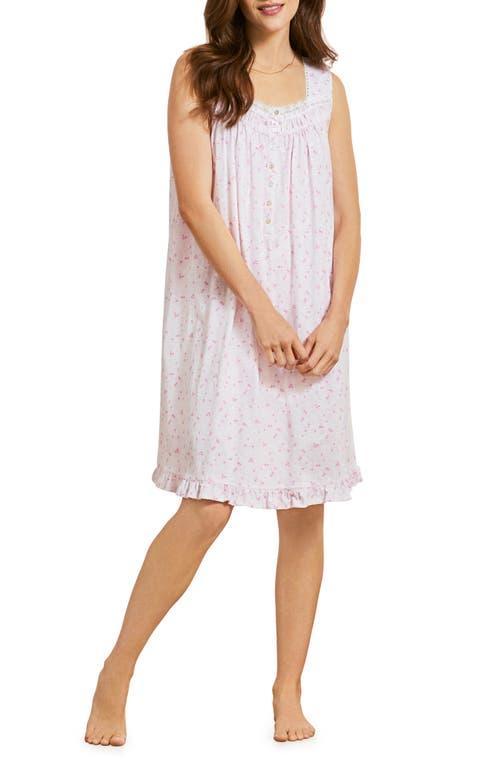 Eileen West Floral Lace Trim Cotton Jersey Chemise Product Image