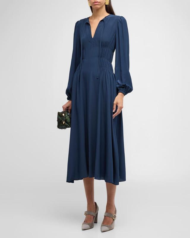 Rouen Silk Crepe De Chine Midi Dress Product Image