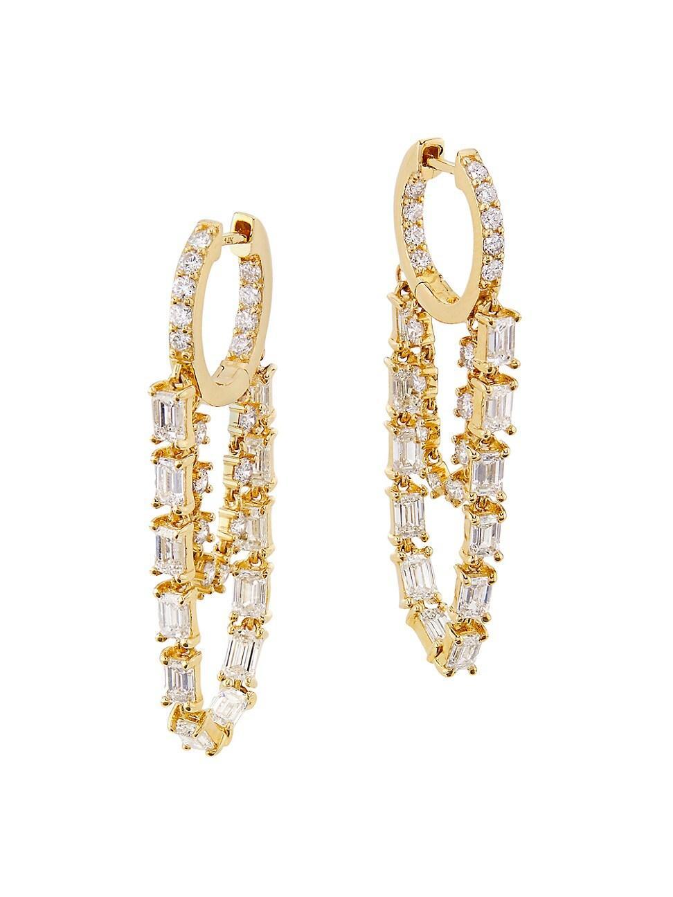 Womens 14K Yellow Gold & 2.7 TCW Diamond Chain Drop Earrings Product Image