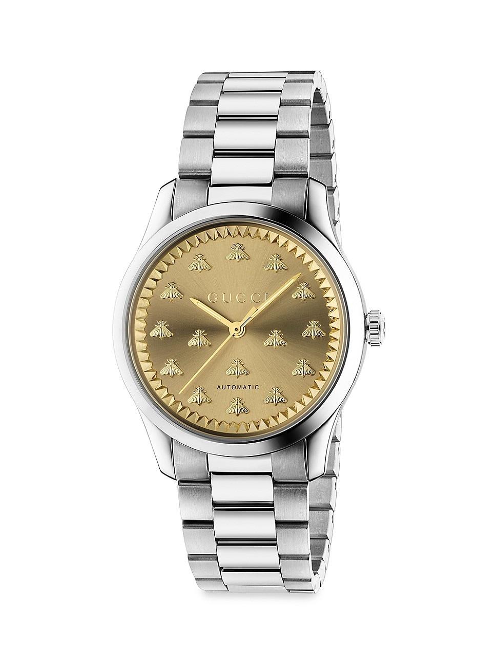 Gucci Womens Swiss Automatic G-Timeless Stainless Steel Bracelet Watch 38mm Product Image