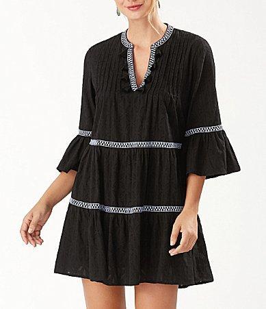 Tommy Bahama Embroidered Cotton Tier Cover-Up Dress Product Image