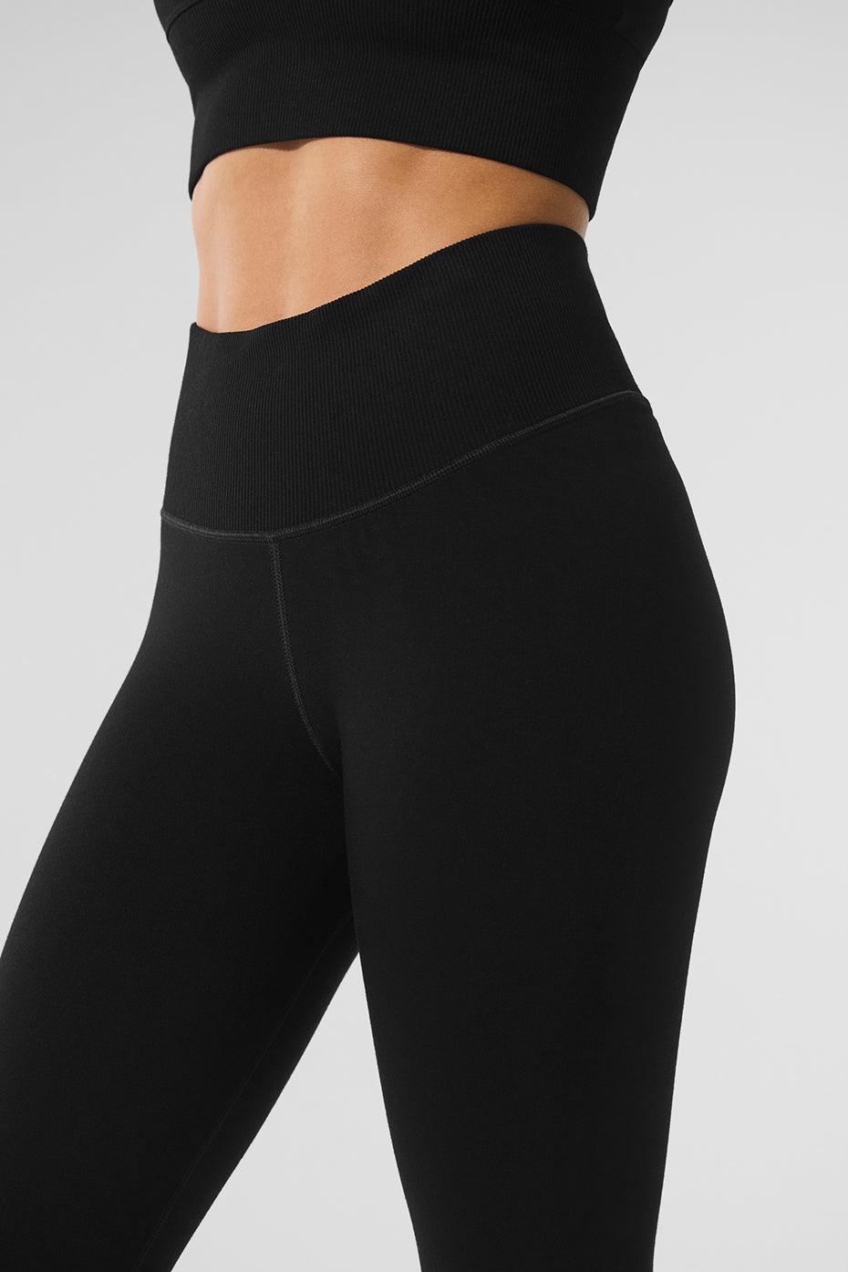 Seamless Winter Warm Plush High-Waist 7/8 Legging - Black Female Product Image