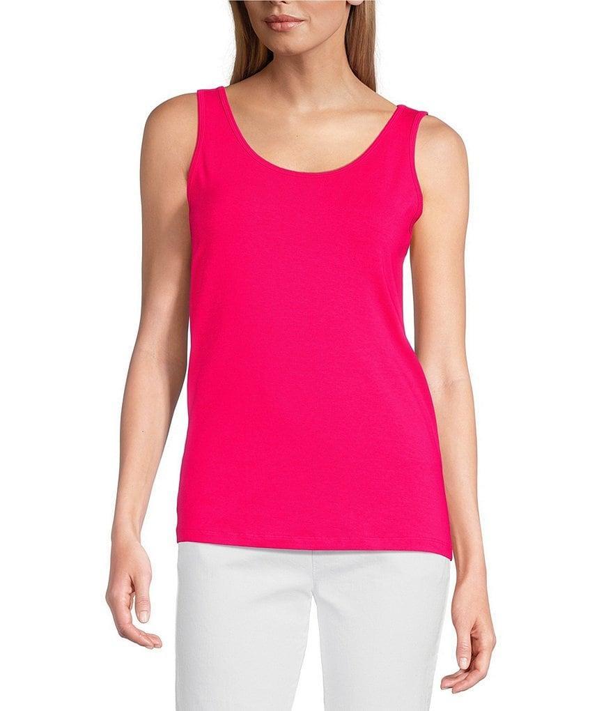 Multiples Fitted Solid Knit Double Scoop Neck Sleeveless Tank Top product image