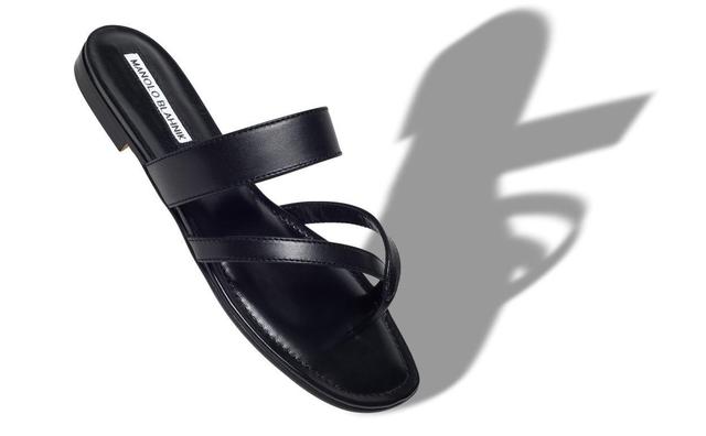 SUSA Black Nappa Leather Crossover Flat Sandals Product Image