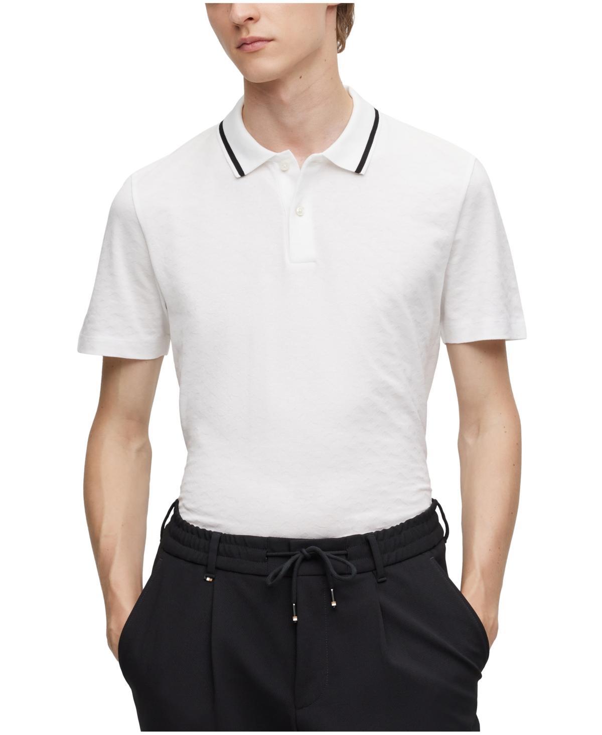 Boss by Hugo Boss Mens Monogram Jacquard Regular-Fit Polo Shirt Product Image