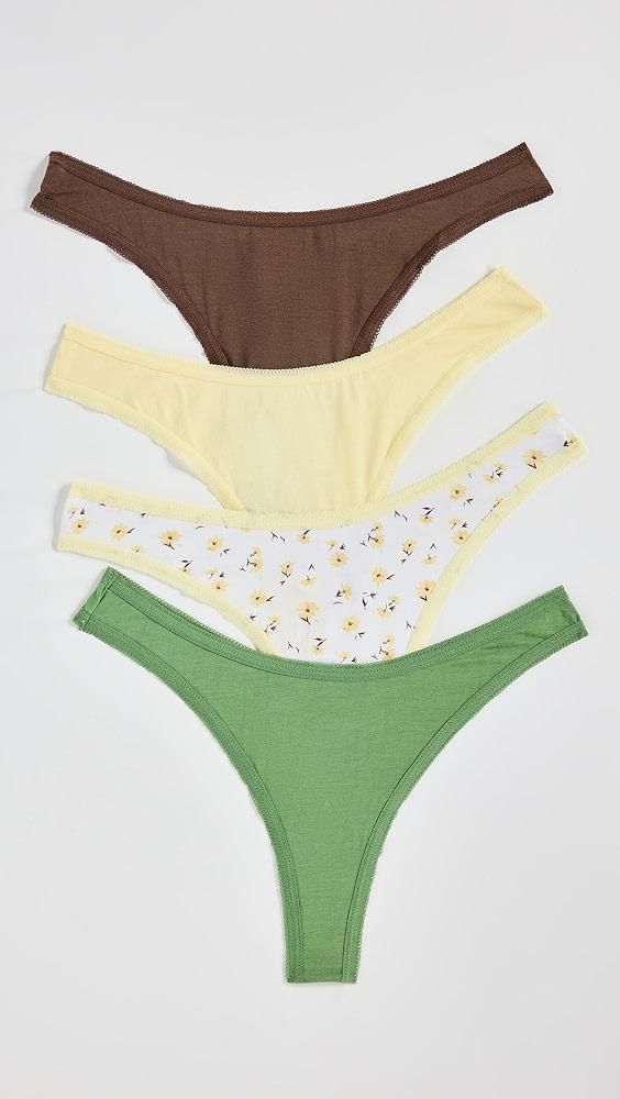 Stripe & Stare Stripe and Stare x Camille Charriere Picot Thong Four Pack | Shopbop Product Image