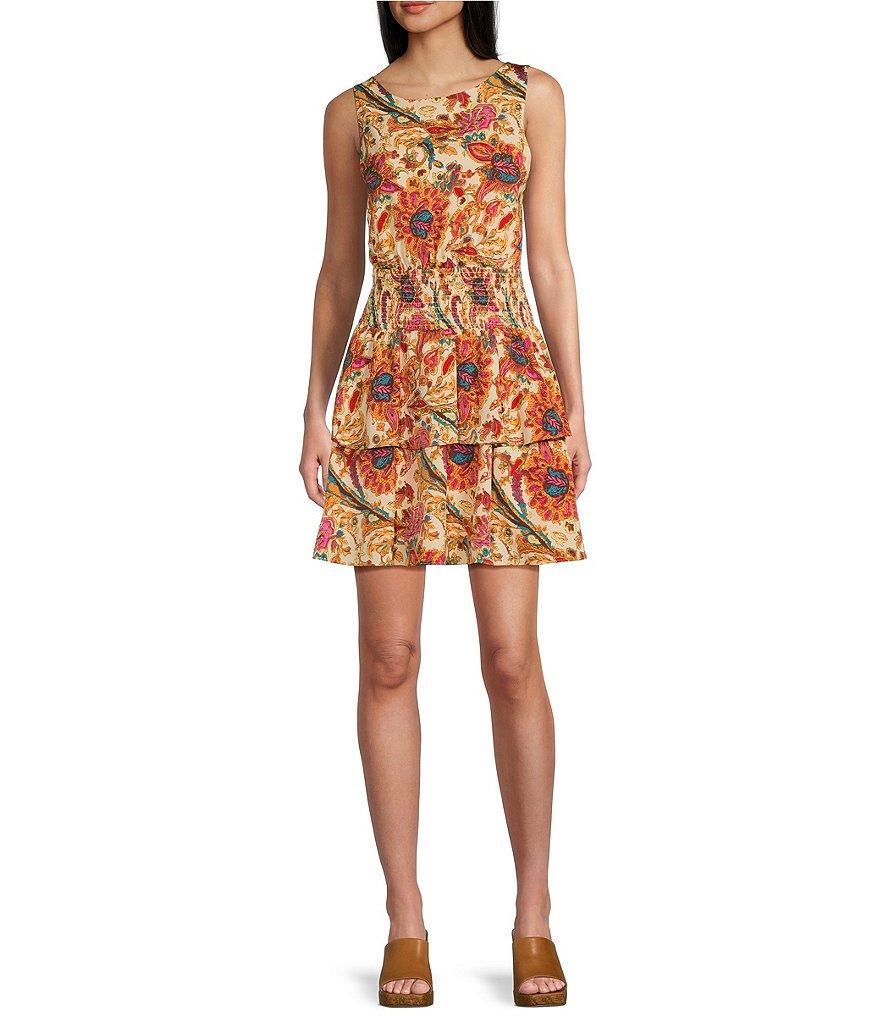 Jessica Simpson Illora Sleeveless Paisley Printed Mini Dress Product Image