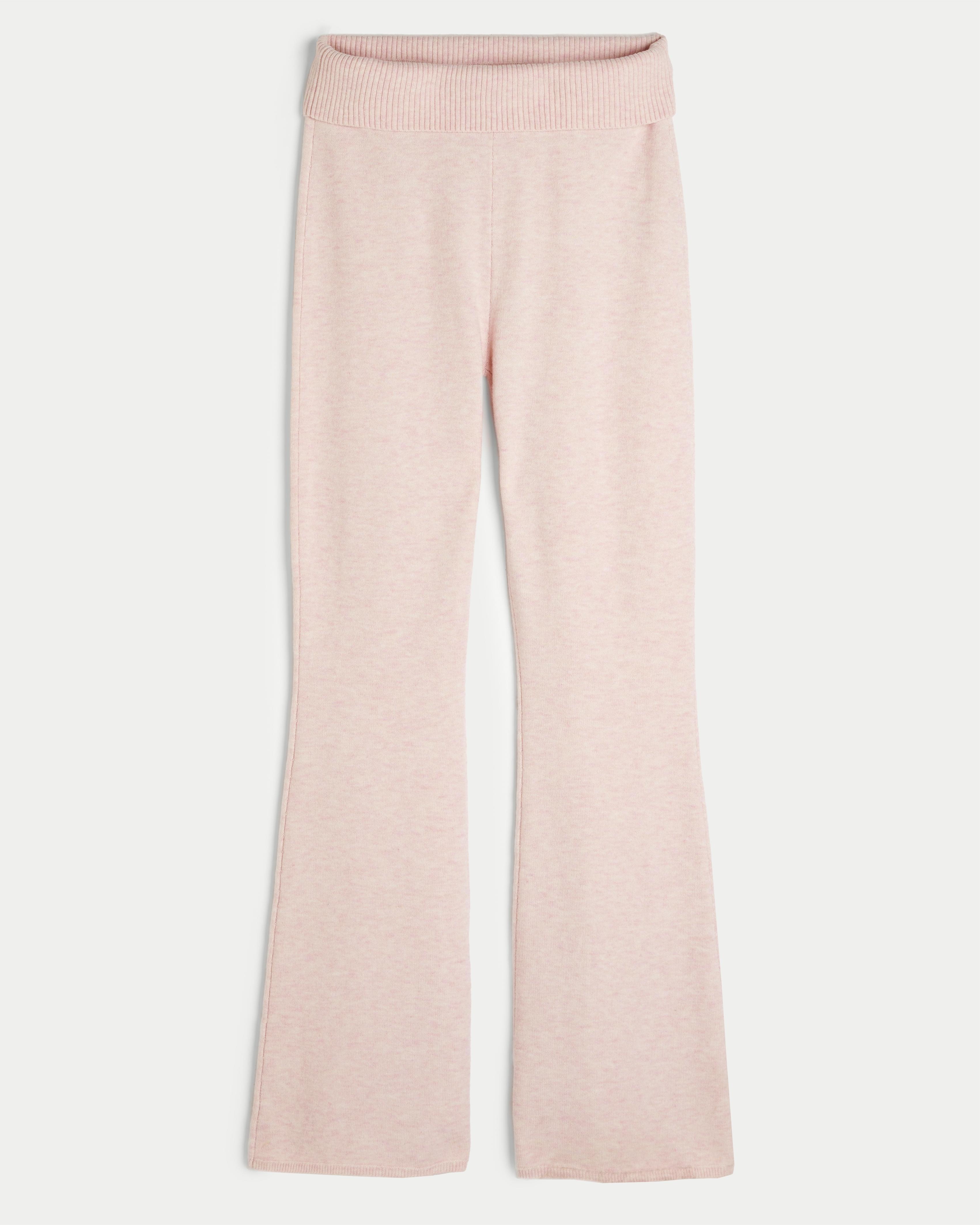 Gilly Hicks Sweater-Knit Foldover Waist Flare Pants Product Image