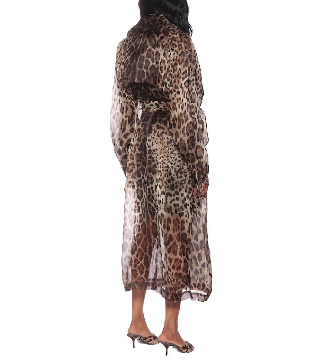 Leopard Print Double Breasted Trench Coat Product Image