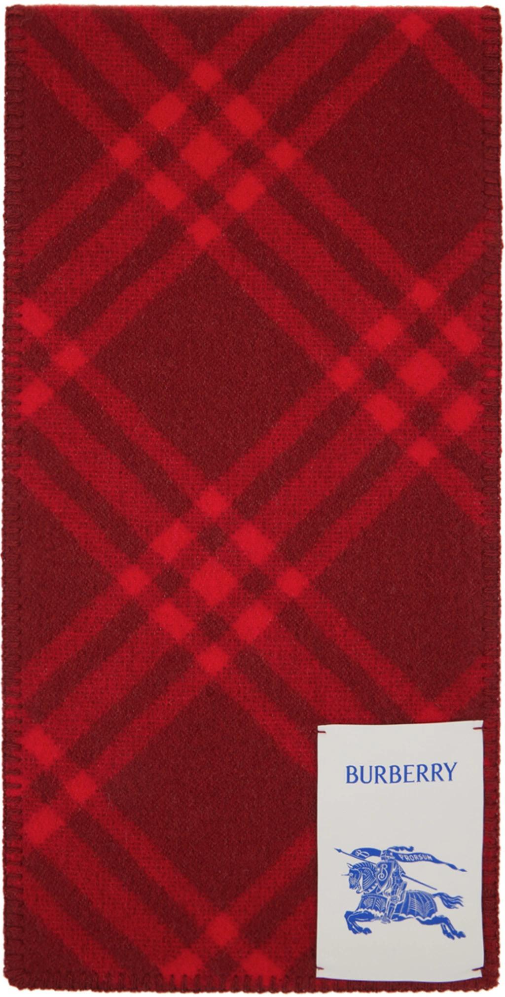 BURBERRY Vintage Check Wool Scarf In Red Product Image