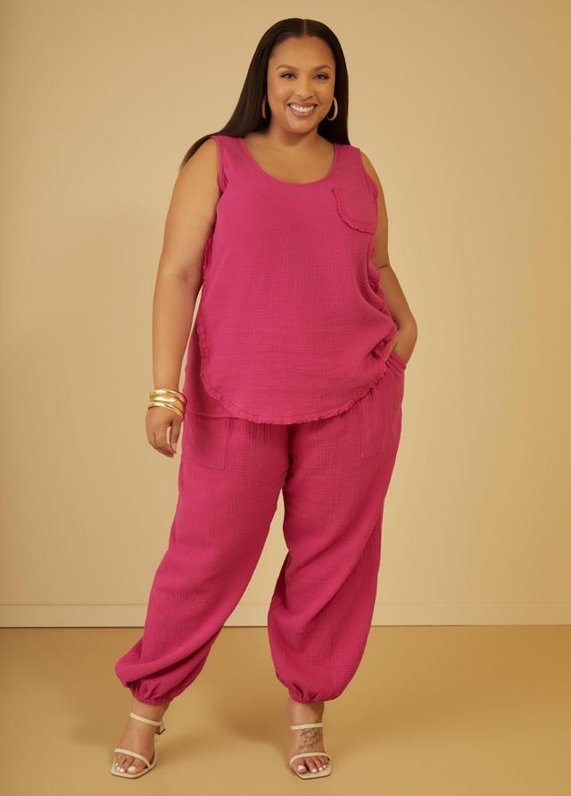 Plus Size Cotton Gauze Joggers Ashley Stewart Product Image