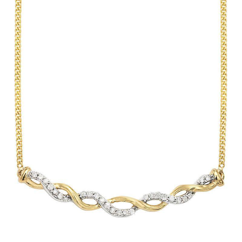 Two Tone Sterling Silver 1/8 Carat. T.W. Diamond Necklace, Womens Yellow Rhodium Over Product Image