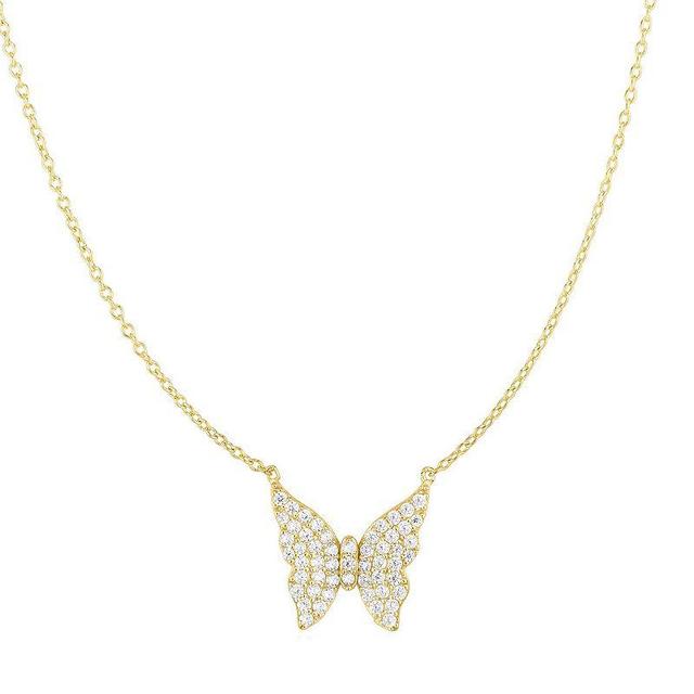 Sunkissed Sterling Cubic Zirconia Butterfly Necklace, Womens, Gold Product Image