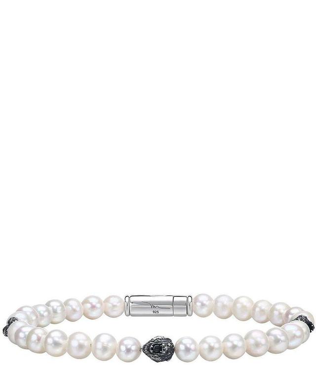 Bulova Men's Freshwater Pearl Beaded Sterling Silver Line Bracelet Product Image