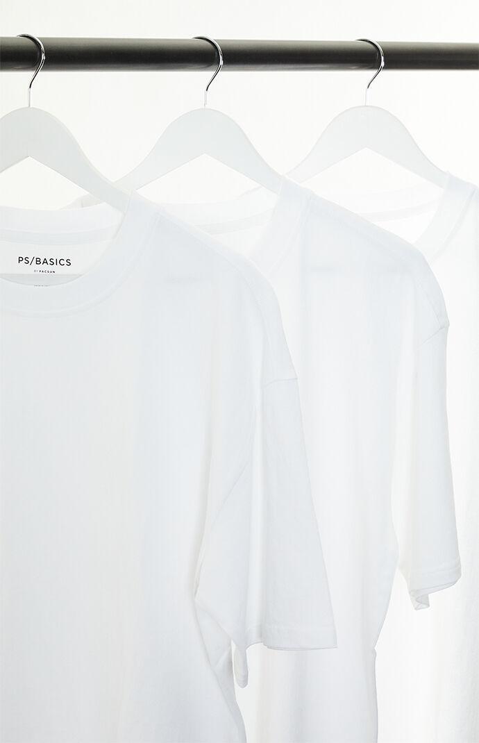 Men's 3 Pack Basic White Oversized T-Shirt in White/White/White - Product Image