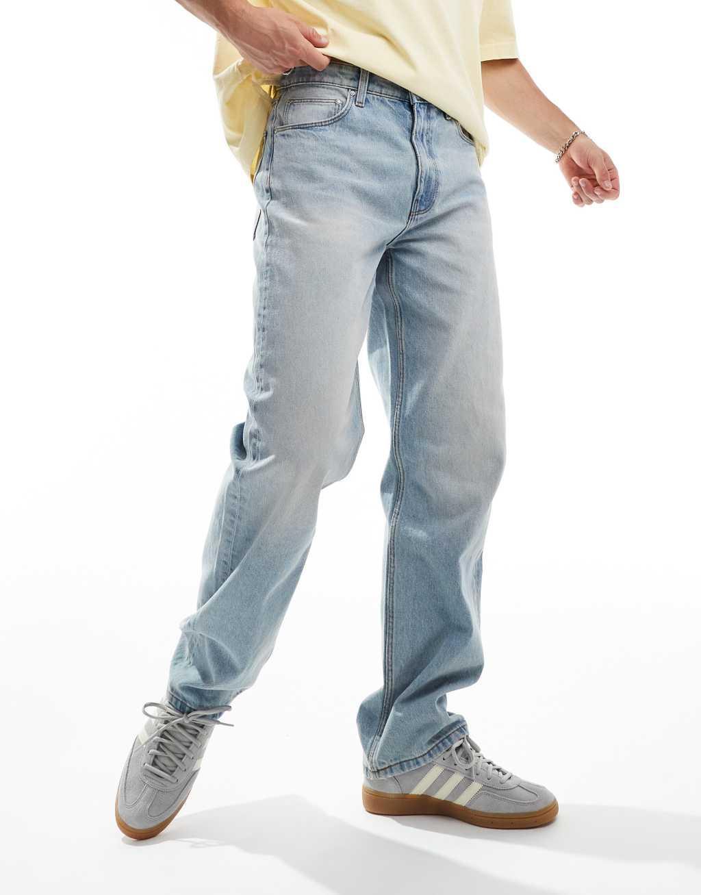 ASOS DESIGN straight jeans in light wash Product Image