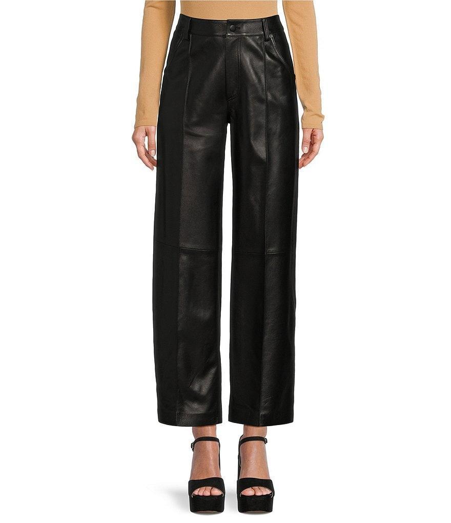 Antonio Melani Layla Genuine Leather Straight Wide Leg Pant Product Image